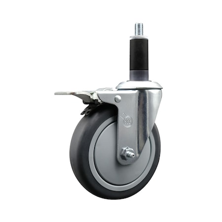 Service Caster 5'' Thermoplastic Rubber Swivel 1-1/8'' Expanding Stem Caster Total Lock Brake SCC-EXTTL20S514-TPRB-118